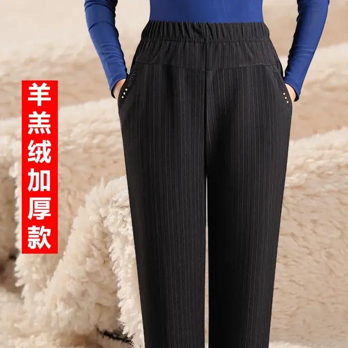 Pantalon femme printemps automne taille élastique pantalons décontractés velours chaud hiver