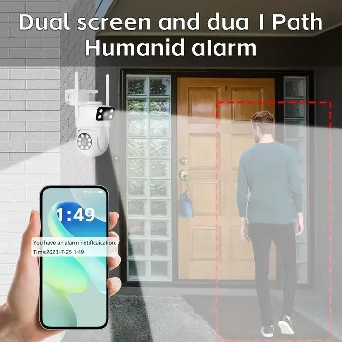 Caméra de sécurité WiFi 4K 8MP double objectif PTZ avec suivi IA - Surveillance extérieure Tuya