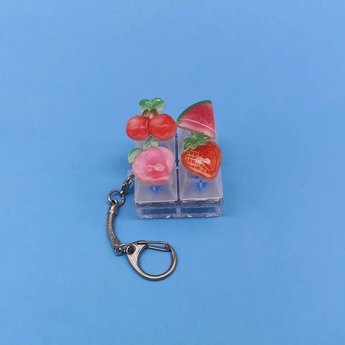 Keycap-Porte-clés avec pendentif fruits pour téléphone portable, porte-clés Kawaii, jouet Pop Fidget