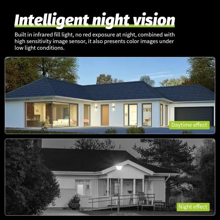 Caméra WiFi sans fil 4K 8MP double objectif double écran extérieure maison surveillance IP CCTV