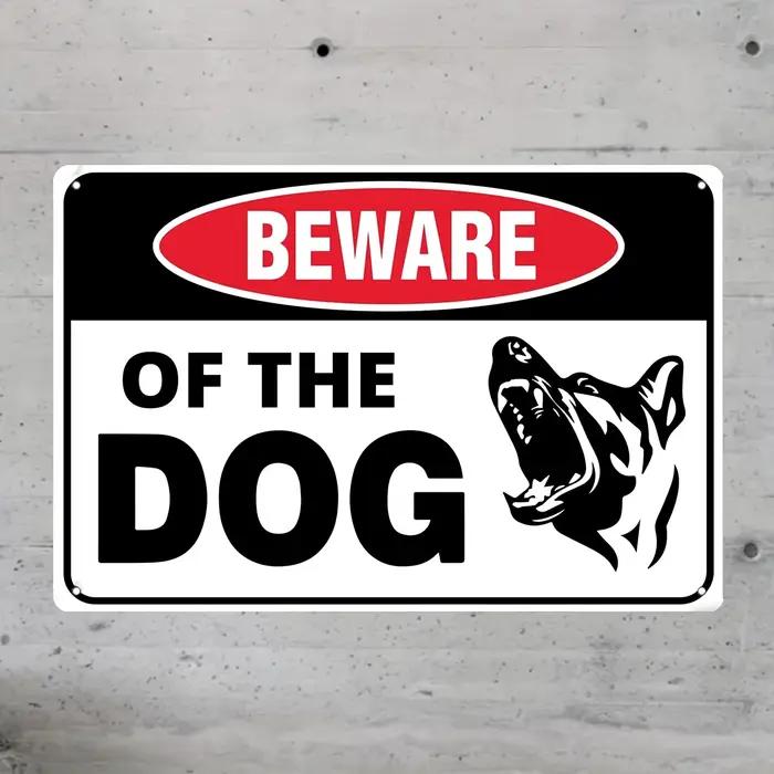 Panneau d'avertissement « Faites attention au chien » - 11,8 x 7,9 pouces, en métal fer forgé durabl