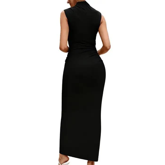 Robe de maternité élégante à col roulé sans manches