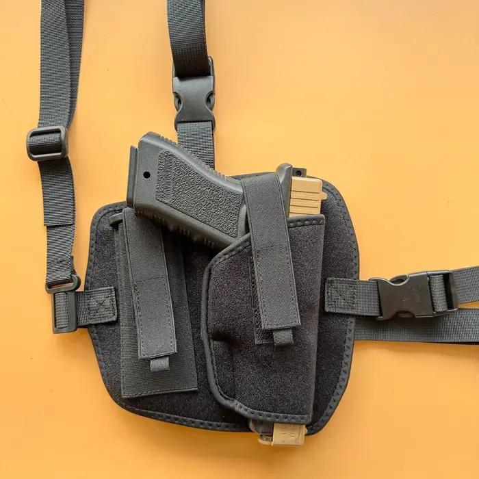 Étui pour pistolet de poitrine tactique dissimulé avec pochette magnétique pour Glock17/19 BerettaM9/PX4 1911 occaions de chasse et de sécurité