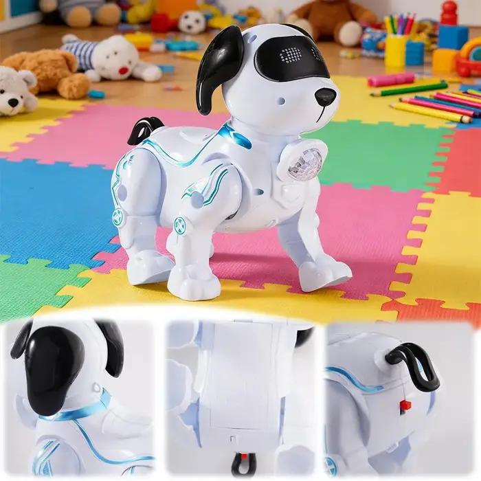 Robot chien musical et lumineux avec laisse