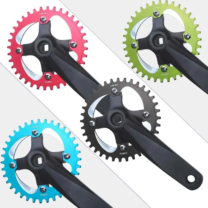 Pignon de vélo à trou carré 104BCD, bras de manivelle 152mm/165mm/170mm 32/34/36/38/40/42T, roue à c