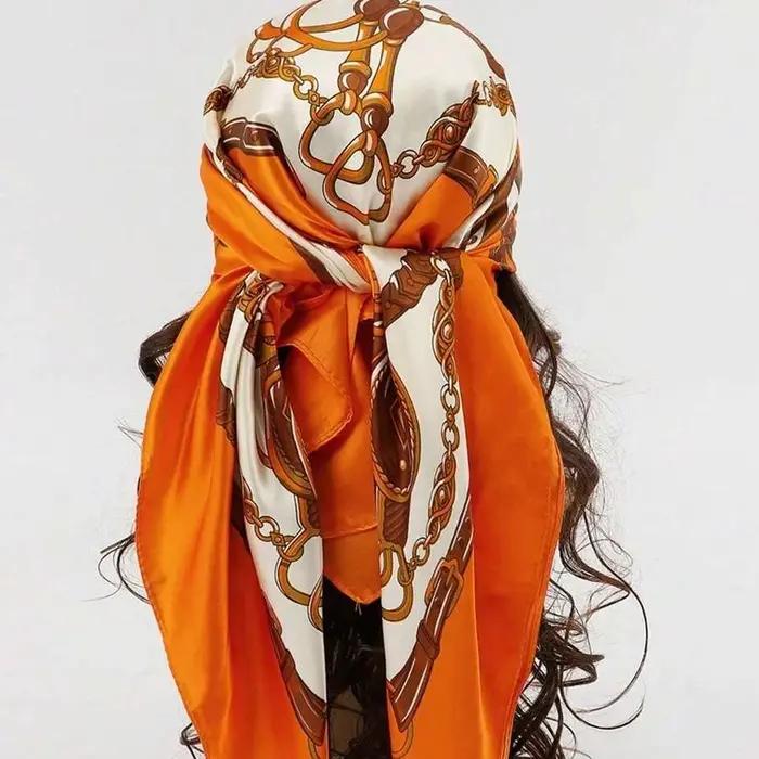 Foulard carré en Satin pour femmes musulmanes
