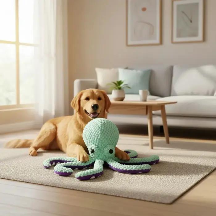 Jouet interactif en peluche poulpe pour animaux de compagnie