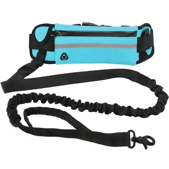 Laisse de course pour chien avec sac banane en nylon