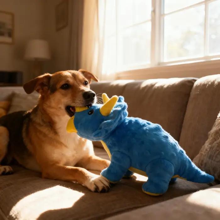 Jouet en peluche pour chien Triceratops résistant aux morsures