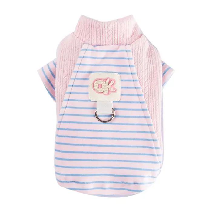 Pull rayé chaud pour chiot, sous-vêtement doux et confortable pour chien avec anneau en D, sweat-shirt pour chien pour activités de plein air