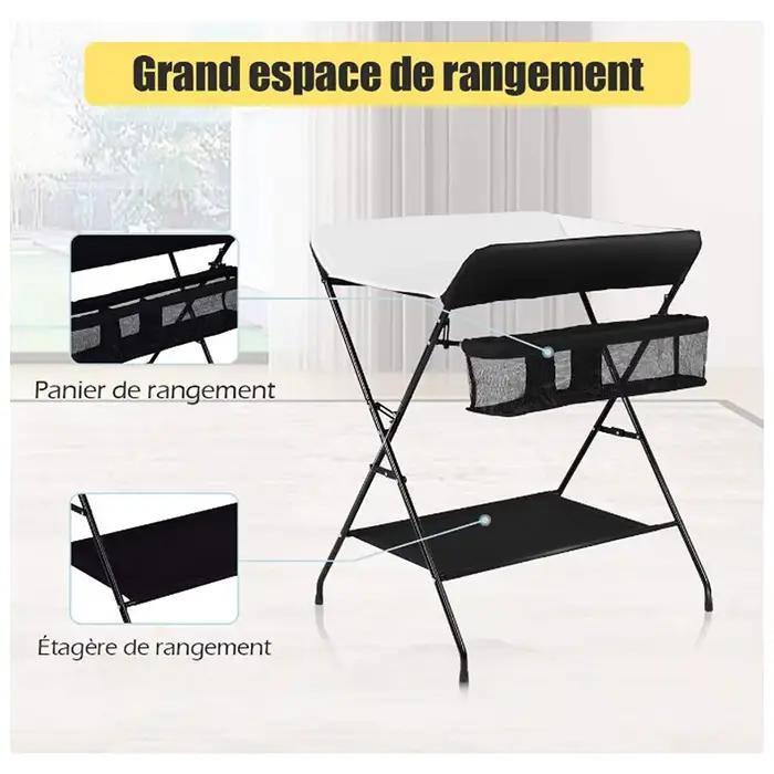 Table à langer pliante, table à langer avec panier de rangement, ceinture de sécurité, 79*55.5*96cm,
