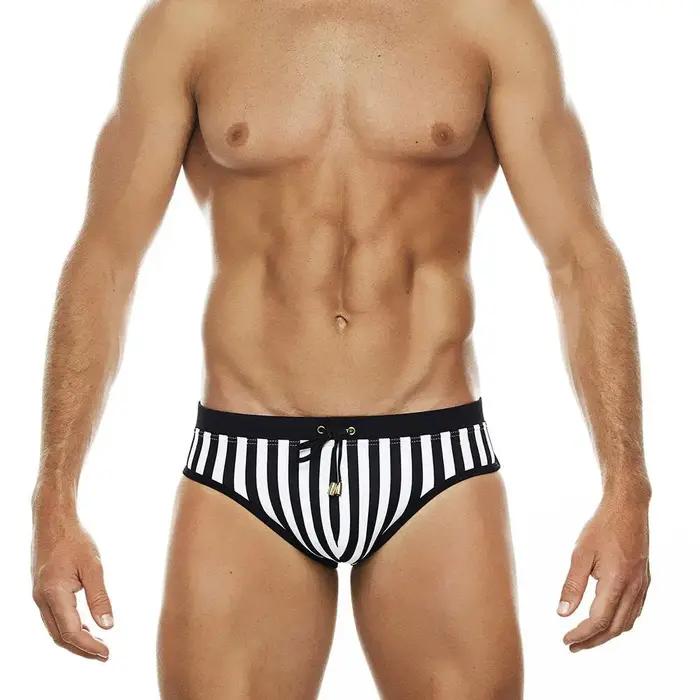 UXH rembourré contraste couleur slip de bain bandes noires push-up Sexy maillots de bain hommes slip