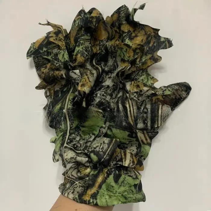 Gants camouflage 3D feuilles 3 pièces confortables anti-dérapants durables pour chasse photo
