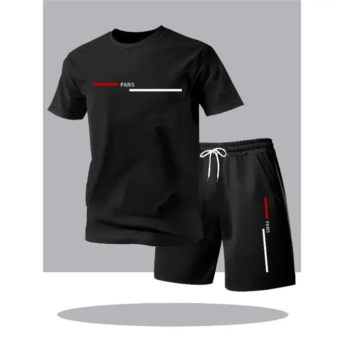 Nouvel ensemble de vêtements de sport pour hommes, short et t-shirt décontractés, respirant, moderne, idéal pour les activités de plein air, soldes pour hommes