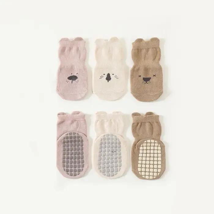 3/5 paires de chaussettes de sol antidérapantes à motif d'animaux adorables pour bébé