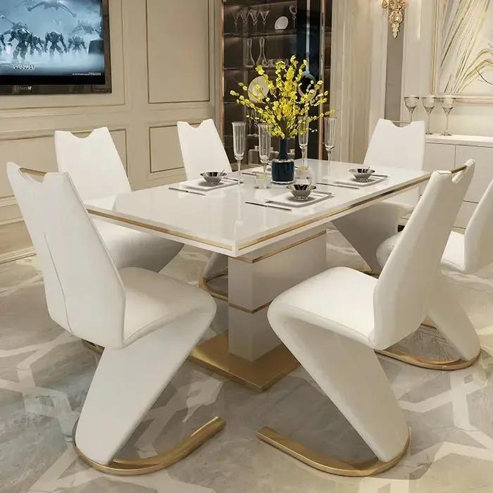 Ensemble de Table à manger carrée en marbre