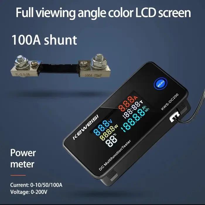 KWS DC-200 voltmètre ampèremètre DC 0-200 V KWS compteur d'énergie LED numérique DC wattmètre compte
