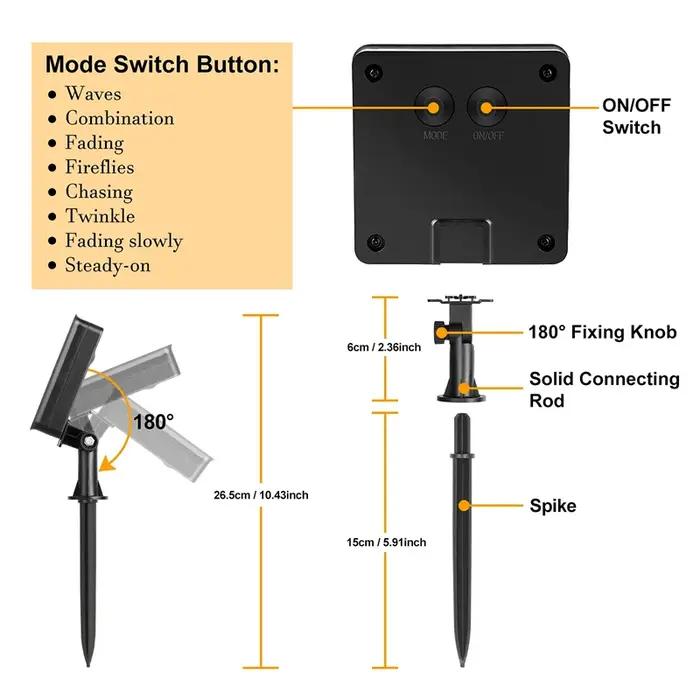 7 M/12 M/22/32 M solaire Led fée lumière extérieure feston Led étanche guirlande chaîne lumières fêt