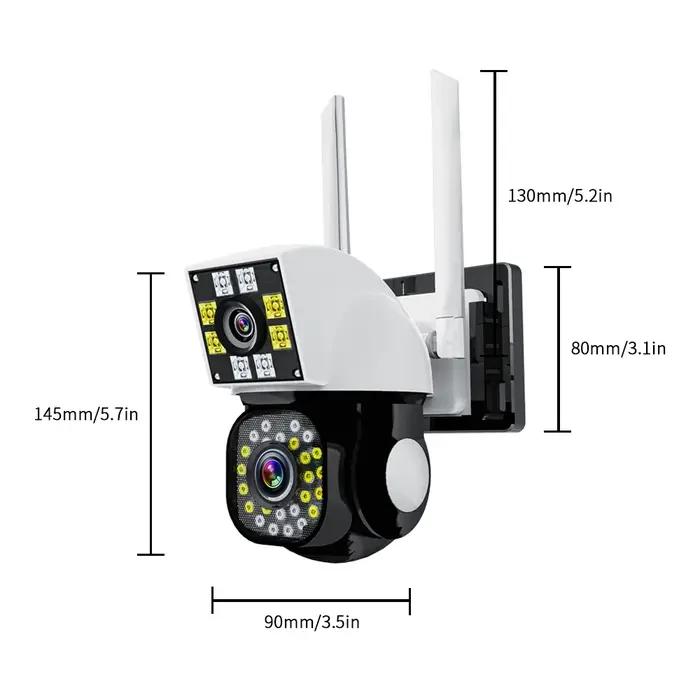 Caméra WiFi sans fil 4K 8MP double objectif double écran extérieure maison surveillance IP CCTV