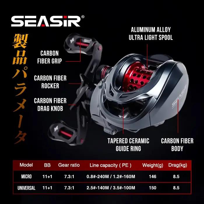 SEASIR Mansory – moulinet de pêche Baitcasting Ultra léger en Fiber de carbone, bobine hybride en cé