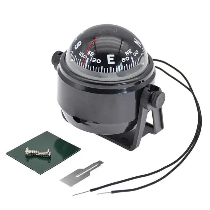 Boussole de bateau avec lumière LED électronique, boussole nautique étanche, pivotante en mer, marine pour le positionnement de la navigation marine