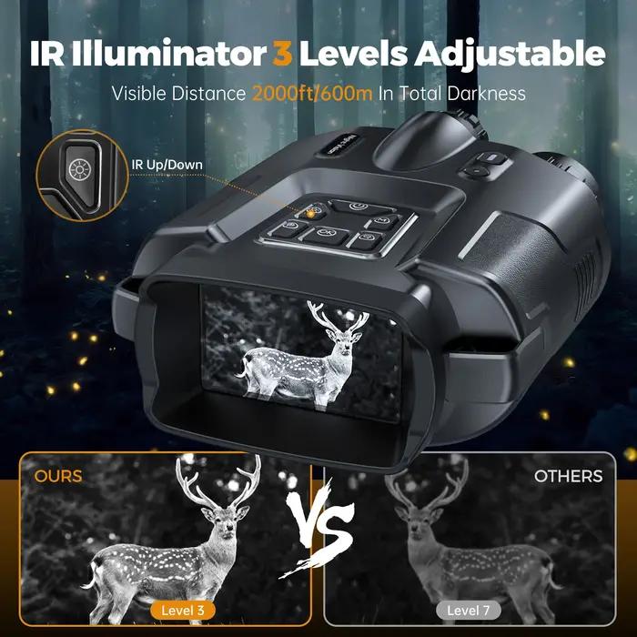 Jumelles vision nocturne 4K 8x zoom numérique écran 3" infrarouge pour chasse camping observation