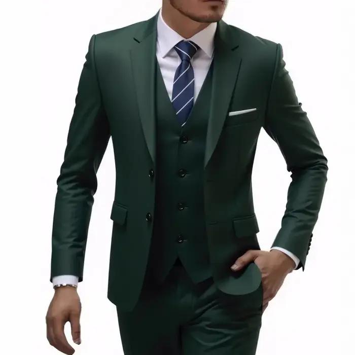 13 couleurs Style basique hommes décontracté couleur unie 3 pièces costumes/mâle deux boutons Blazers Jacker manteau pantalon pantalon gilet gilet