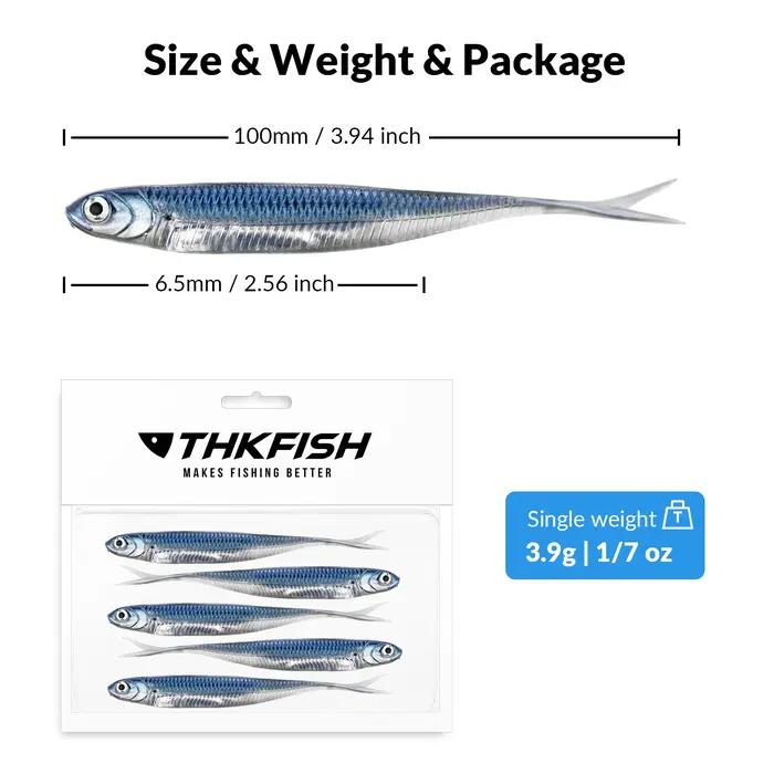 THKFISH 5/6 pièces appâts souples de pêche 100mm 75mm leurres de pêche en plastique souple leurre ar