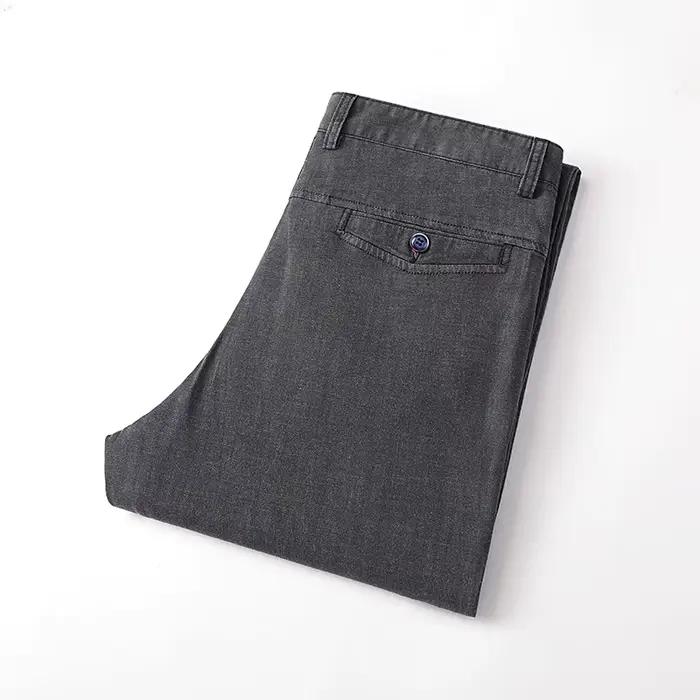Jean droit noir fin en tissu Lyocell pour homme