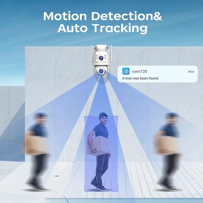 Caméra surveillance Jooan 6K 10MP WiFi double objectif double écran zoom 5X tracking automatique ONVIF extérieur