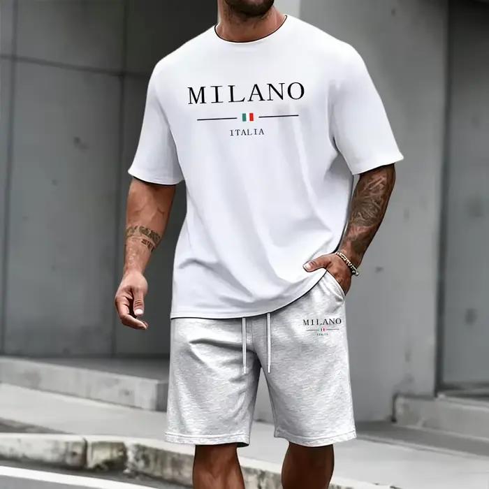 Ensemble de survêtement homme : T-shirt à manches courtes et short de sport – Collection été 2026 – Style italien –