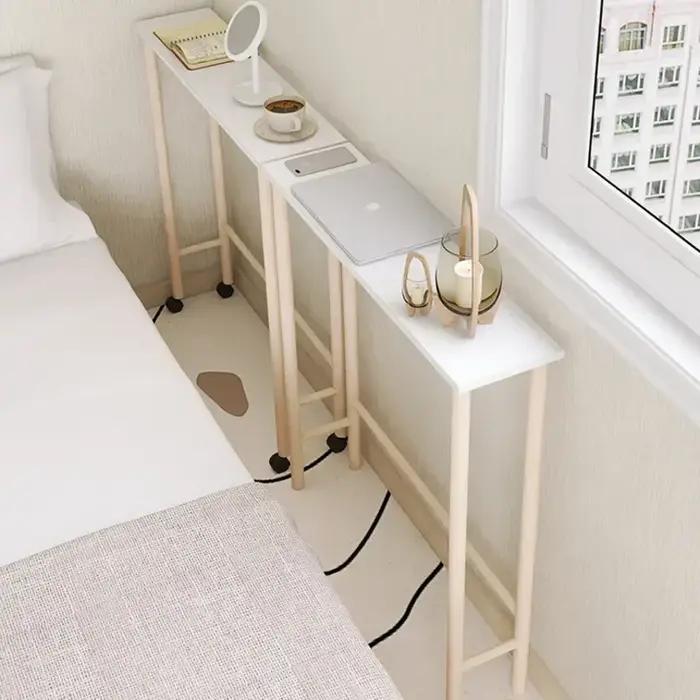 Support de rangement à coutures multifonctionnel, Table de chevet à espace étroit, petite chambre fa