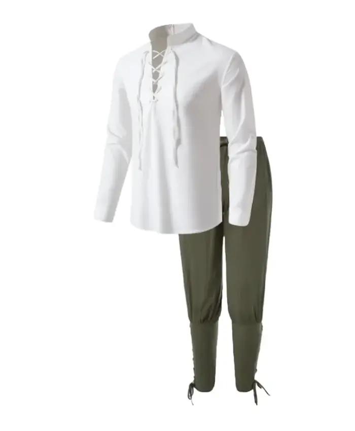 2 pièces rétro Vintage médiéval Renaissance Cosplay Costume tenues Pirate Viking Halloween décontrac