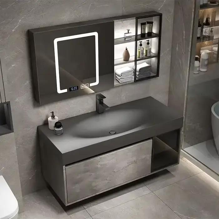 HOCabinet-Armoire à Miroir Intelligente Moderne, Lavabo Intégré, Armoire avec Évier