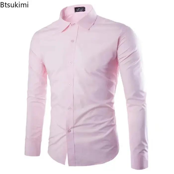 Chemises habillées unies en 17 couleurs pour hommes sans repassage élégantes pour affaires et soirées