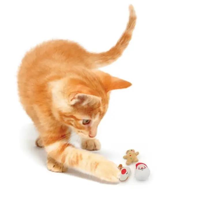 Jouets de Noël pour chats et chiens en peluche, bonhomme en pain d'épice, père Noël, jeu interactif, fournissons le bonheur des animaux domestiques pour Noël et autres occasions festives