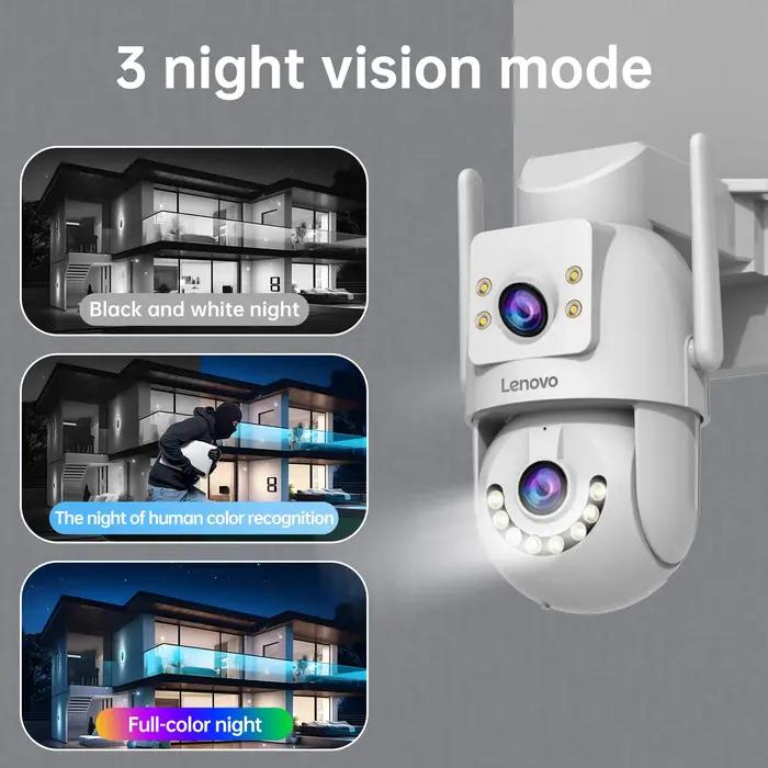 Caméra PTZ extérieure Lenovo HD 6MP double objectif double écran 5G WiFi tracking automatique surveillance sécurité vidéo