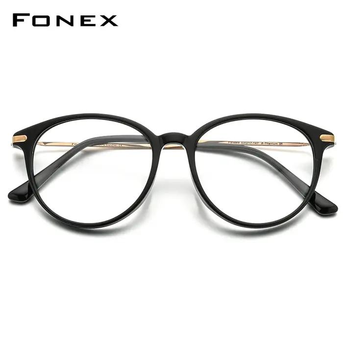 FONEX acétate titane lunettes cadre femmes marque Design Vintage rétro rond