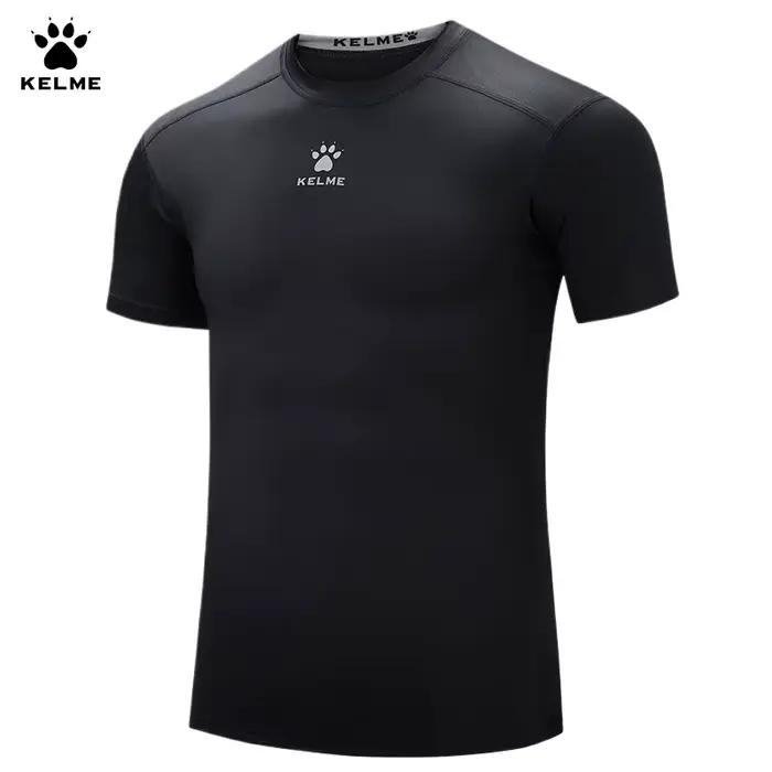 Kelme-T-shirt de sport à manches courtes pour homme, vêtement élastique et moulant, respirant, à séc