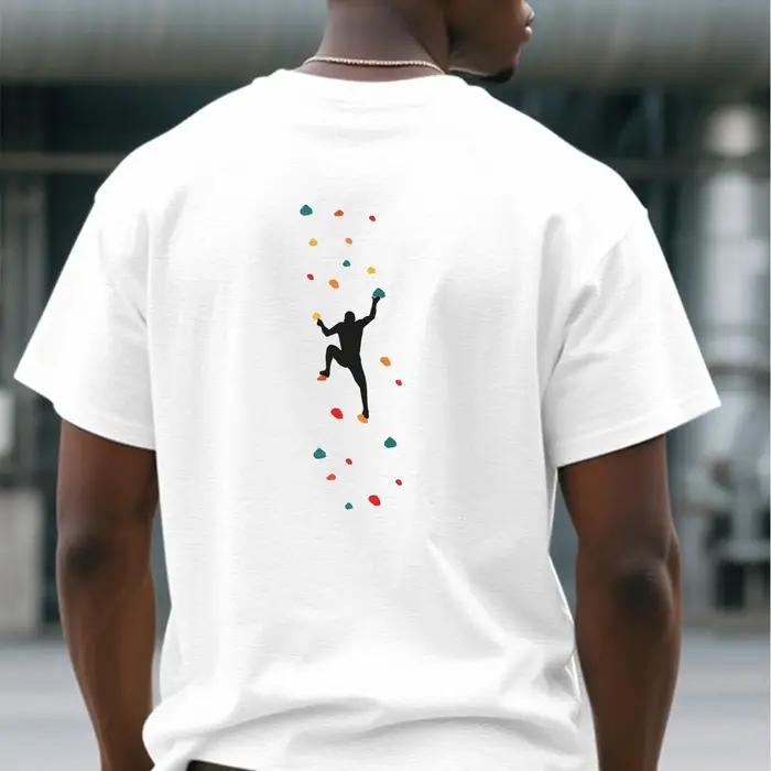 T-shirt homme col rond décontracté imprimé escalade coton polyester pour hommes quatre saisons occasions extérieures