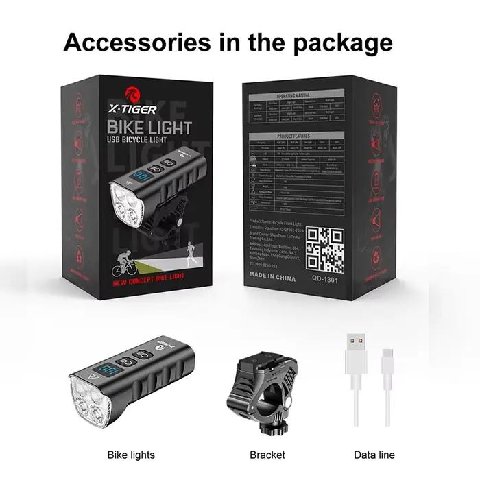 X-TIGER étanche vtt vélo lumière en alliage d'aluminium route cyclisme USB Rechargeable phare 2400 L