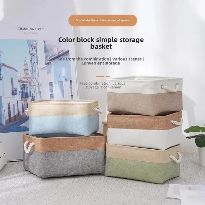 Boîte de rangement pour vêtements en coton et lin
