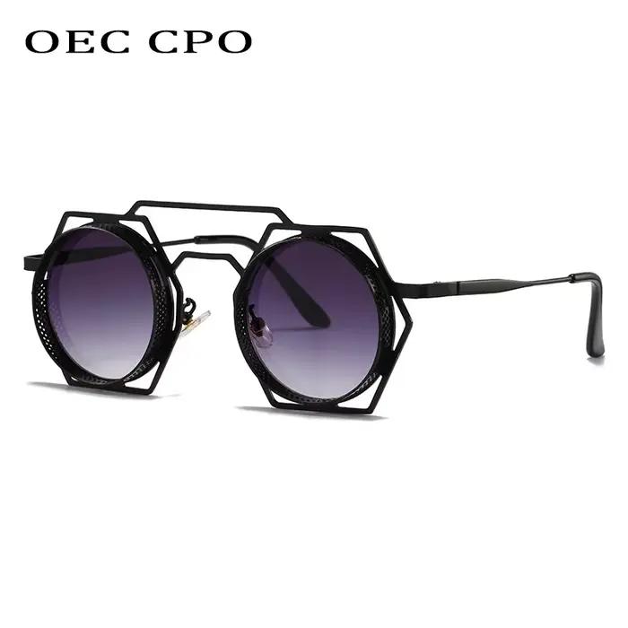 OEC CPO Steampunk lunettes de soleil rondes femmes hommes 2023 maille métallique personnalité lunett