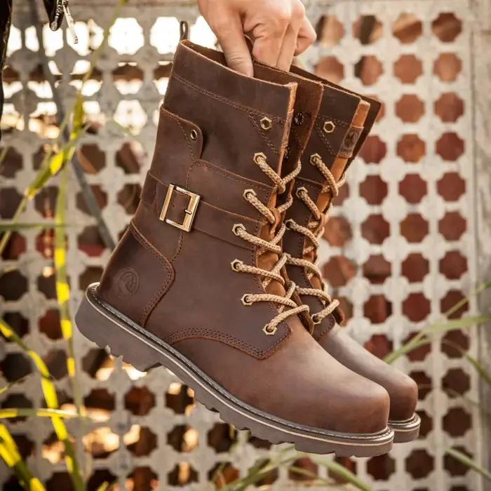 KOWM – chaussures de randonnée en cuir de vache pour hommes, imperméables, tactiques, pour moto, bot