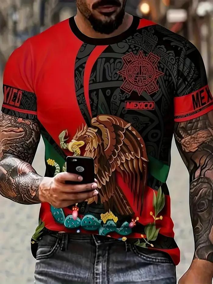 T-shirt pour homme à imprimé aigle - Confortable, tendance, durable, décontracté, toutes saisons, de