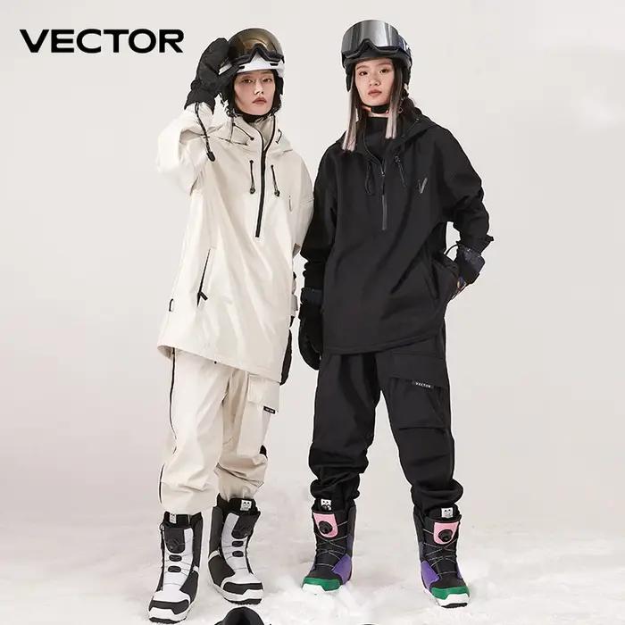 Veste de Ski de couleur unie pour hommes et femmes, pantalon de Ski chaud, coupe-vent, salopette d'h