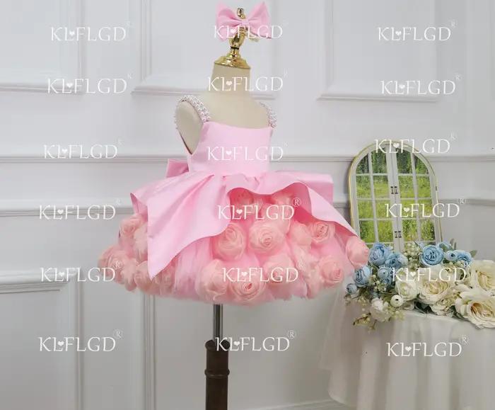 Robes de cérémonie pour petites filles, robe tutu rose, magnifique robe de soirée élégante, robe de
