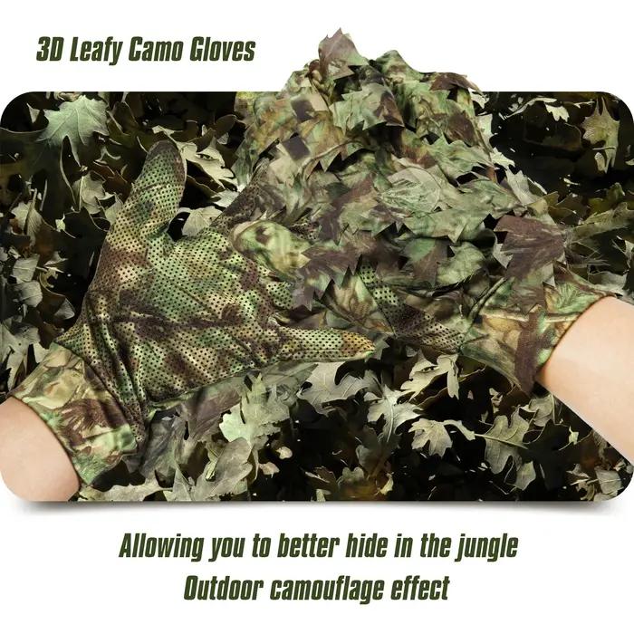 Gants de chasse Sneaky 3D Leaf Camo - Gants camouflage doigts complets confortables et durables