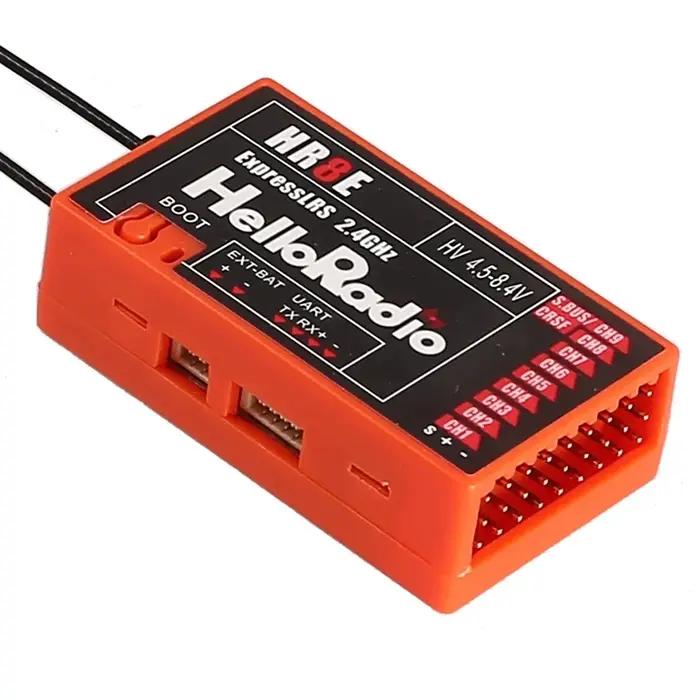 HelloRadio HR8E ELRS 2.4G 9 canaux PWM alimentation DC 4.5-7.4 V récepteur double antenne aile fixe