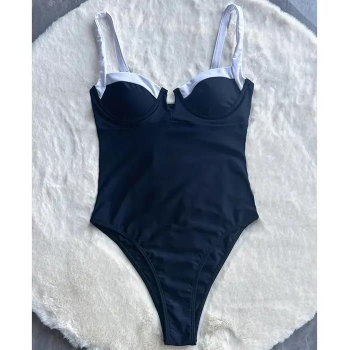 Maillot de bain une pièce Push Up pour femmes, Sexy, Patchwork, Monokini, vêtements de plage, dos nu